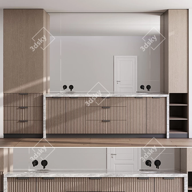 Elegant Bathroom Set with Inbani Faucet 3D model image 1