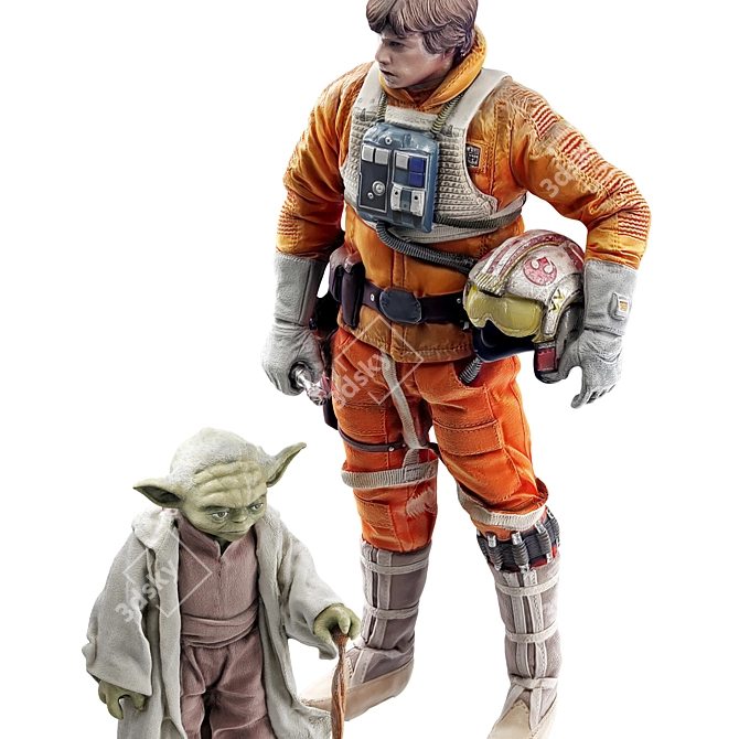 Luke Skywalker & Yoda Figures Set 3D model image 3