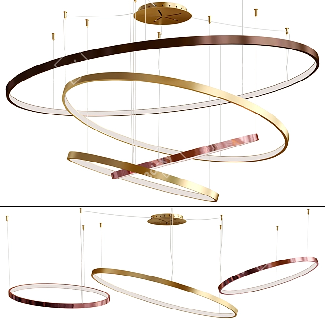 Sleek Metal LED Pendant Lamp 3D model image 1