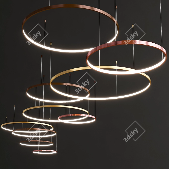 Sleek Metal LED Pendant Lamp 3D model image 2