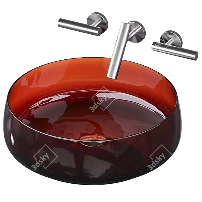 Modern Round Sink & Mixer 3D model image 1
