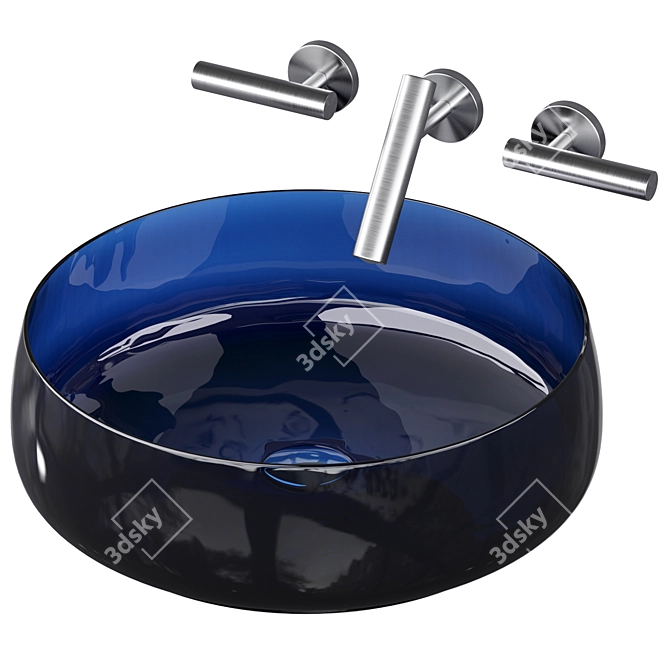Modern Round Sink & Mixer 3D model image 4