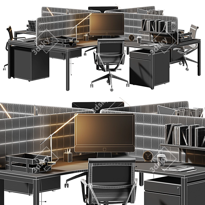 High-Quality Brown Black Office Set 3D model image 2