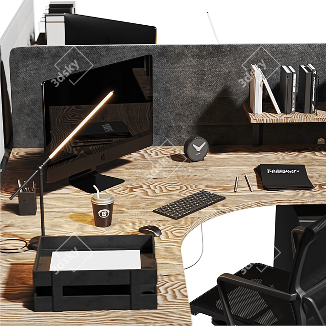 High-Quality Brown Black Office Set 3D model image 4