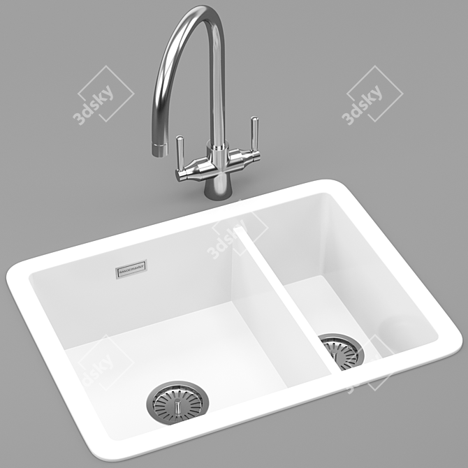 Rustique Ceramic Sink, 55.7cm 3D model image 2