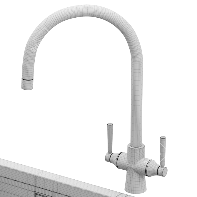 Rustique Ceramic Sink, 55.7cm 3D model image 6