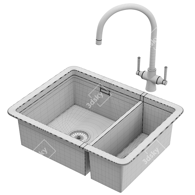 Rustique Ceramic Sink, 55.7cm 3D model image 7