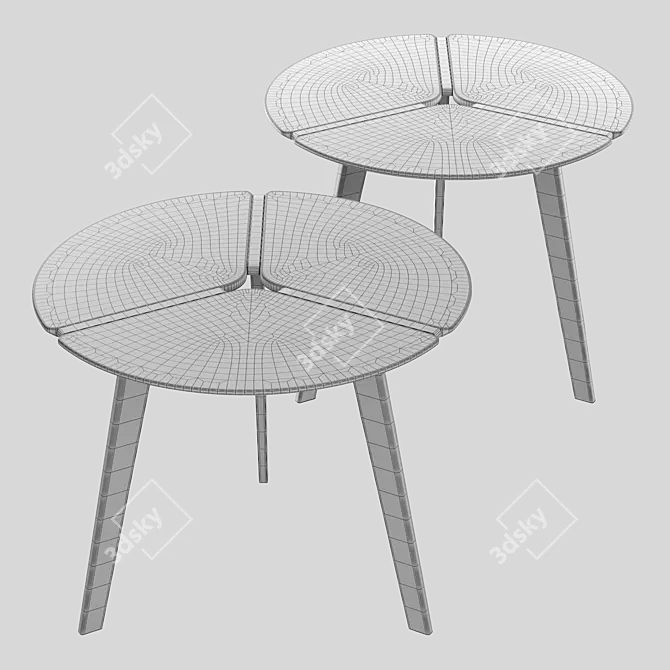 Round Peony Dining Table, Black/White 3D model image 2