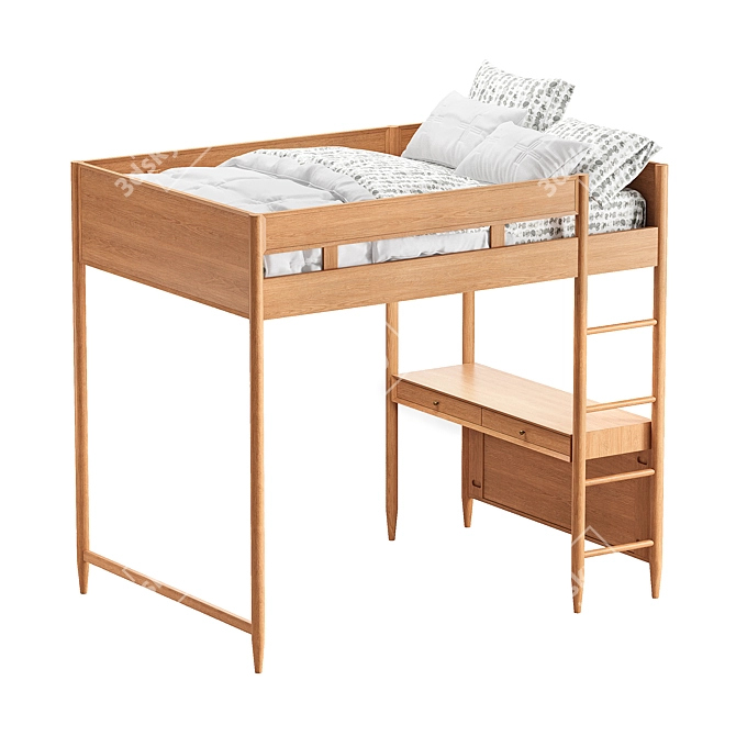 West Elm Full Loft Bed 3D model image 1
