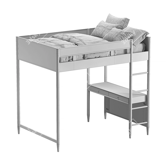West Elm Full Loft Bed 3D model image 2