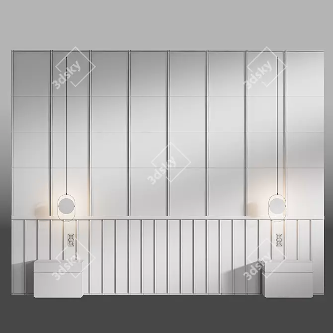  Wooden Panel Bed Headboard 3D model image 3