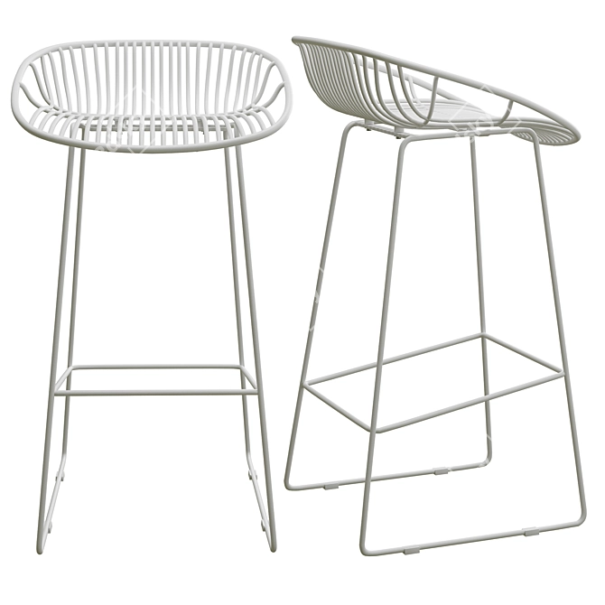 Bar Stool FRANK Black Gray 3D model image 3