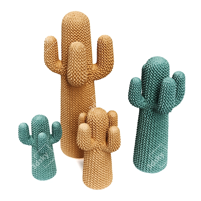 Cacti Plastic Sculpture Set 3D model image 2