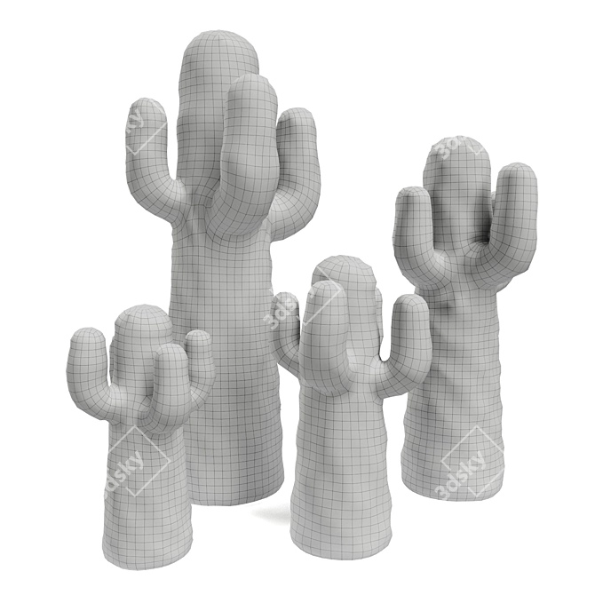 Cacti Plastic Sculpture Set 3D model image 6