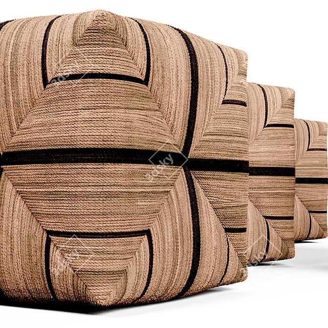 Handcrafted Rope Ottoman Fritz 3D model image 3