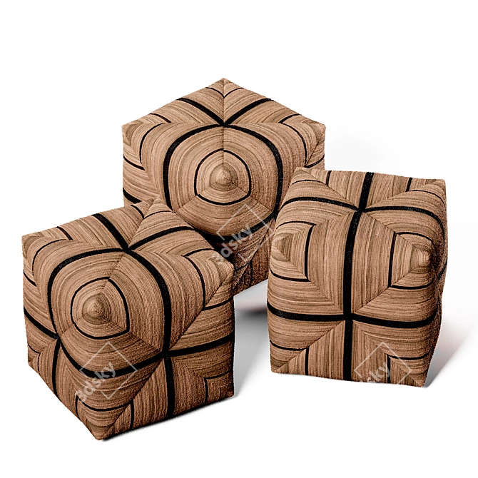 Handcrafted Rope Ottoman Fritz 3D model image 6