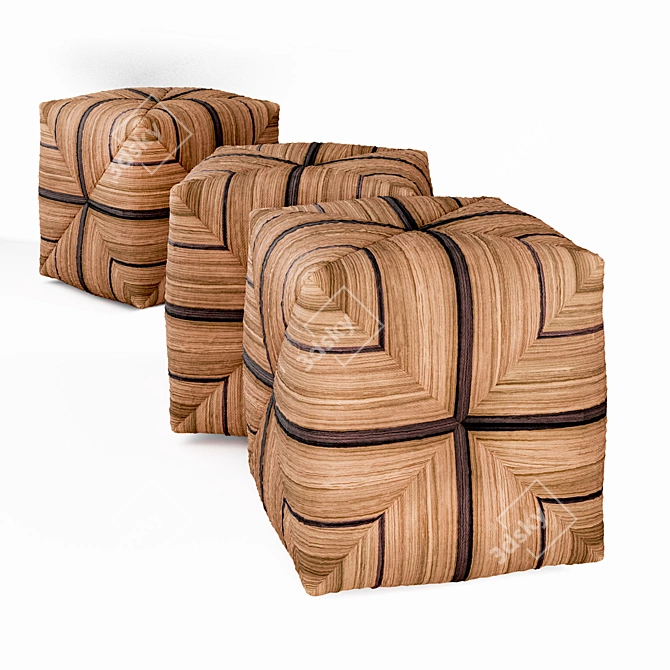 Handcrafted Rope Ottoman Fritz 3D model image 8