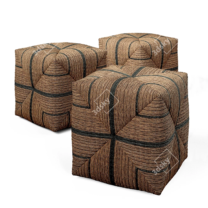 Handcrafted Rope Ottoman Fritz 3D model image 10