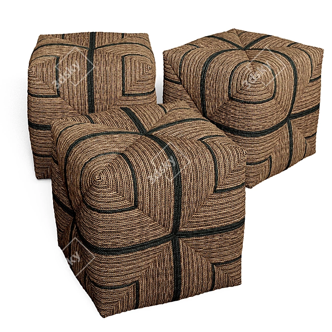 Handcrafted Rope Ottoman Fritz 3D model image 11