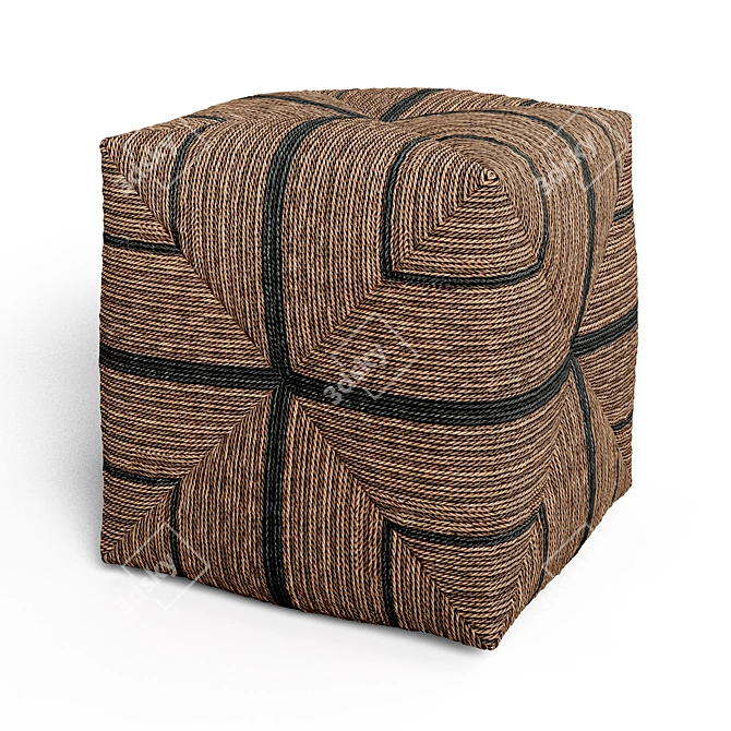 Handcrafted Rope Ottoman Fritz 3D model image 12