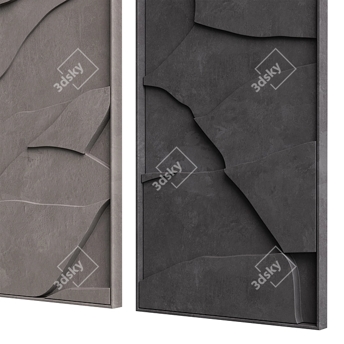 Geometric Relief Triptych Wall Art 3D model image 4