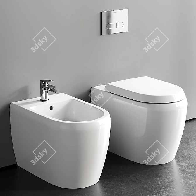  Qatego Ceramic Toilet Bidet Set 3D model image 1