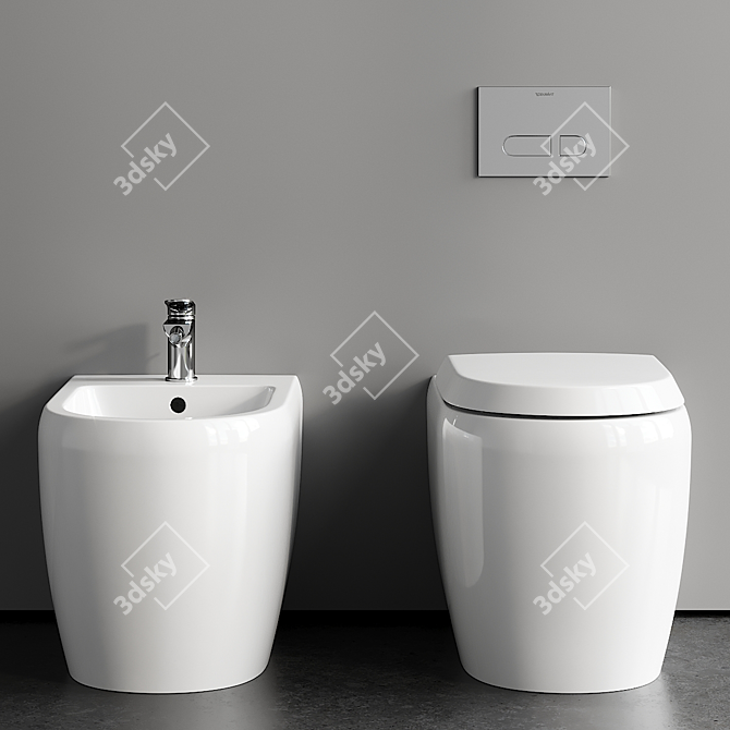  Qatego Ceramic Toilet Bidet Set 3D model image 3