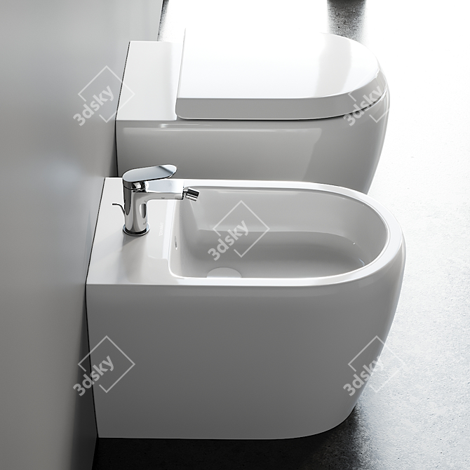  Qatego Ceramic Toilet Bidet Set 3D model image 4