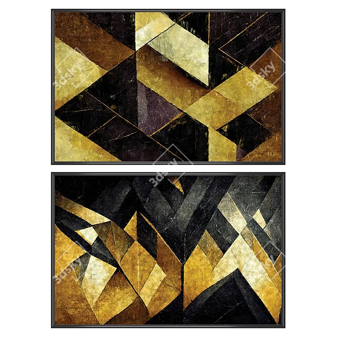 Artwork Set with Varied Frames 3D model image 1
