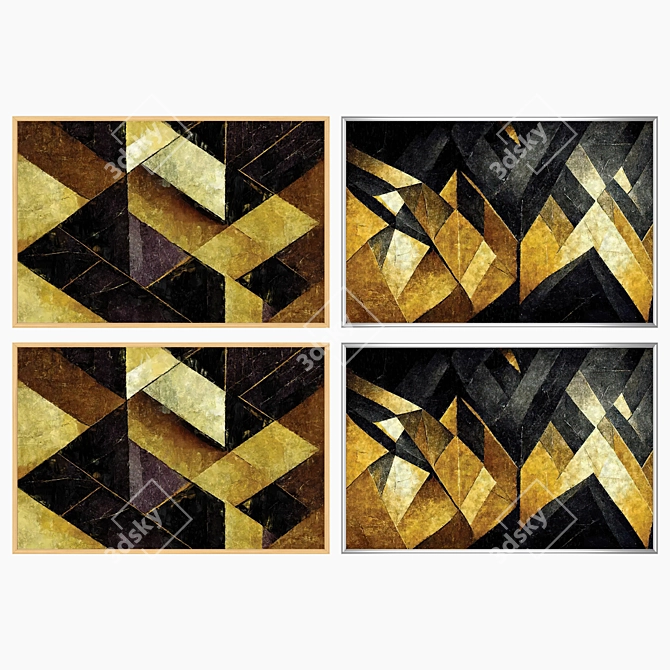 Artwork Set with Varied Frames 3D model image 3