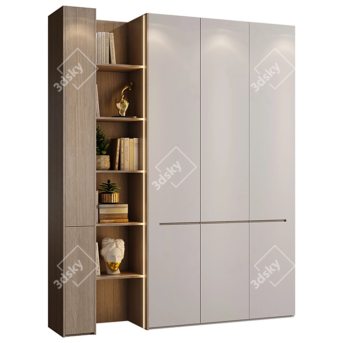 Sleek Wardrobe - 2 Shelves 3D model image 2