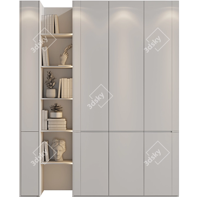 Sleek Wardrobe - 2 Shelves 3D model image 4