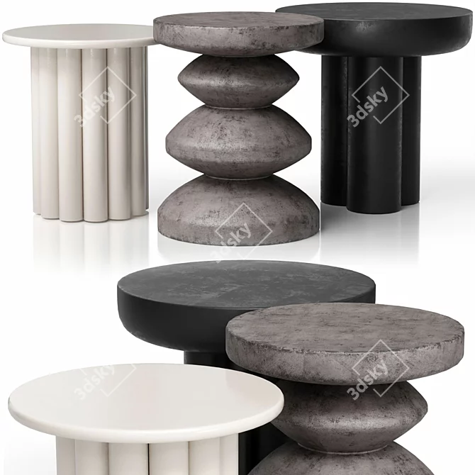Modern Concrete Side Tables Set 3D model image 5