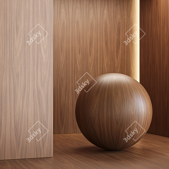 Walnut Wood Texture Seamless 6 Colors 3D model image 3