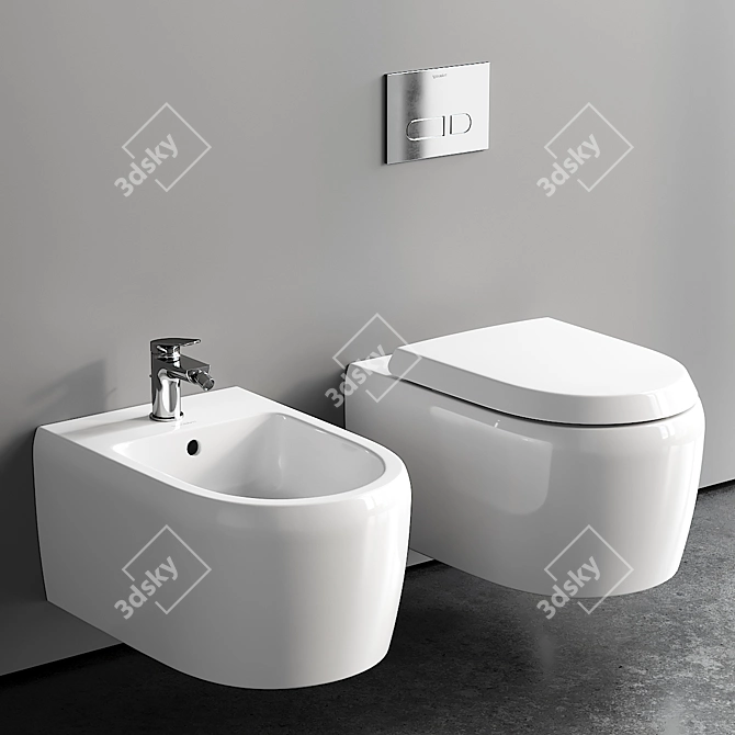 Modern Qatego Wall-Hung Toilet 3D model image 1