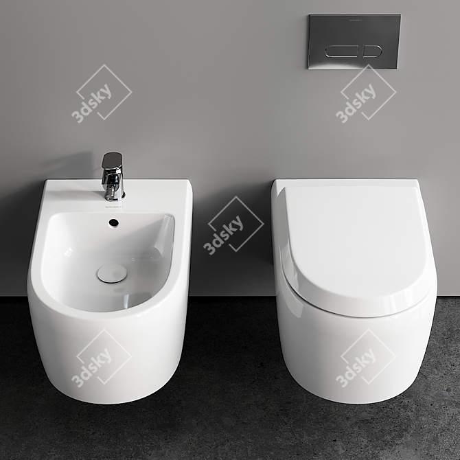 Modern Qatego Wall-Hung Toilet 3D model image 2