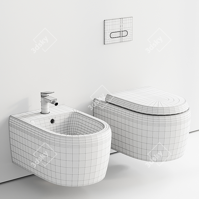 Modern Qatego Wall-Hung Toilet 3D model image 5