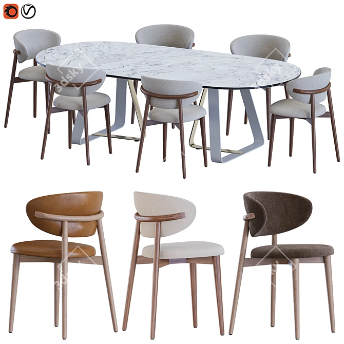 Sleek Calligaris Tables & Chairs 3D model image 1