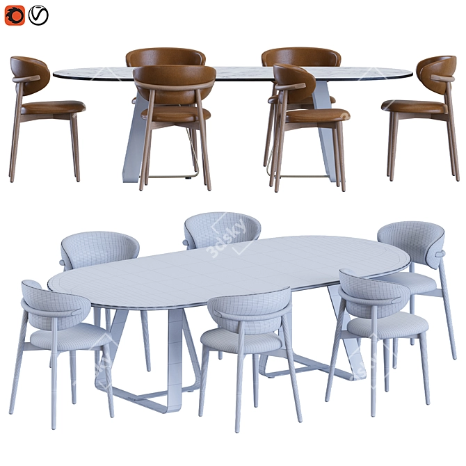 Sleek Calligaris Tables & Chairs 3D model image 3