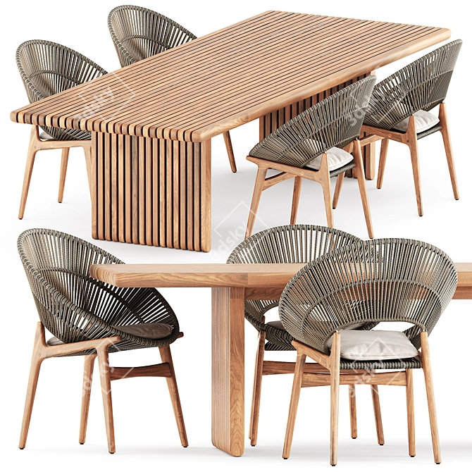 Gloster Bora Deck Dining Set 3D model image 1