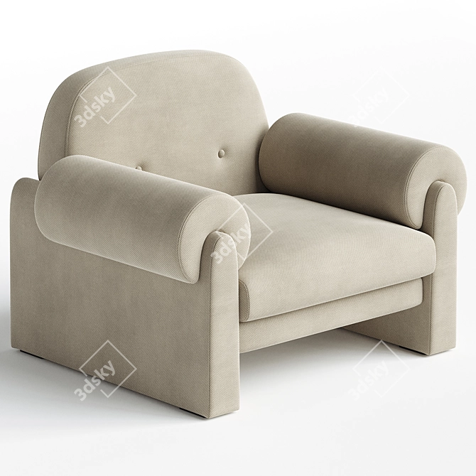  Italian Boucle Ecru Armchair 3D model image 2
