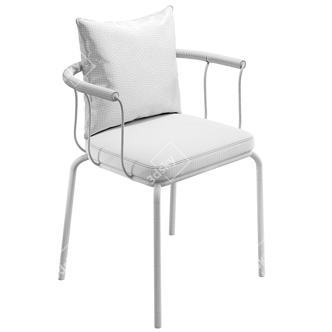 Modern Rope and Steel Chair 3D model image 2