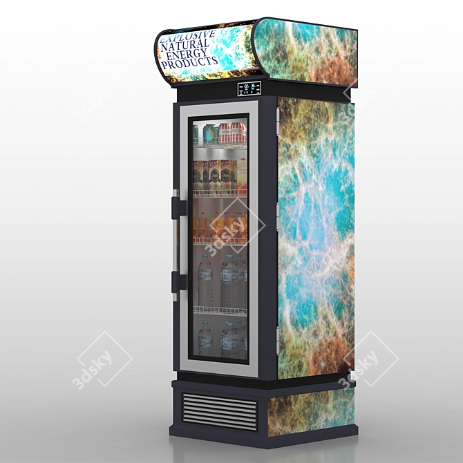 Illuminated Commercial Refrigerator Display 3D model image 1