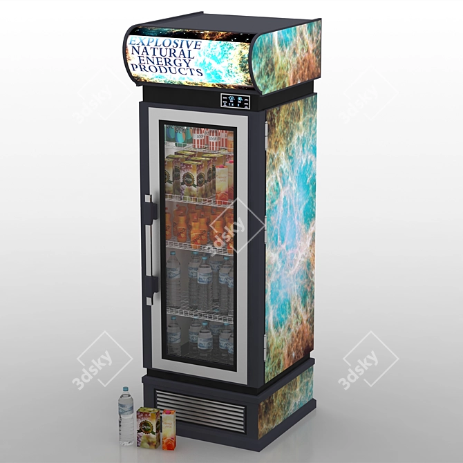 Illuminated Commercial Refrigerator Display 3D model image 3