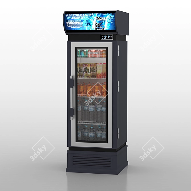 Illuminated Commercial Refrigerator Display 3D model image 4