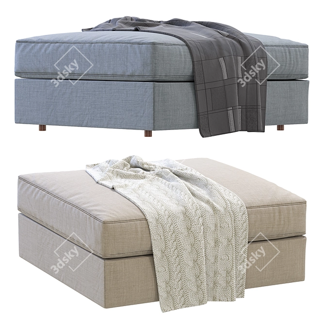 Contemporary Harris Ottoman By West Elm 3D model image 3