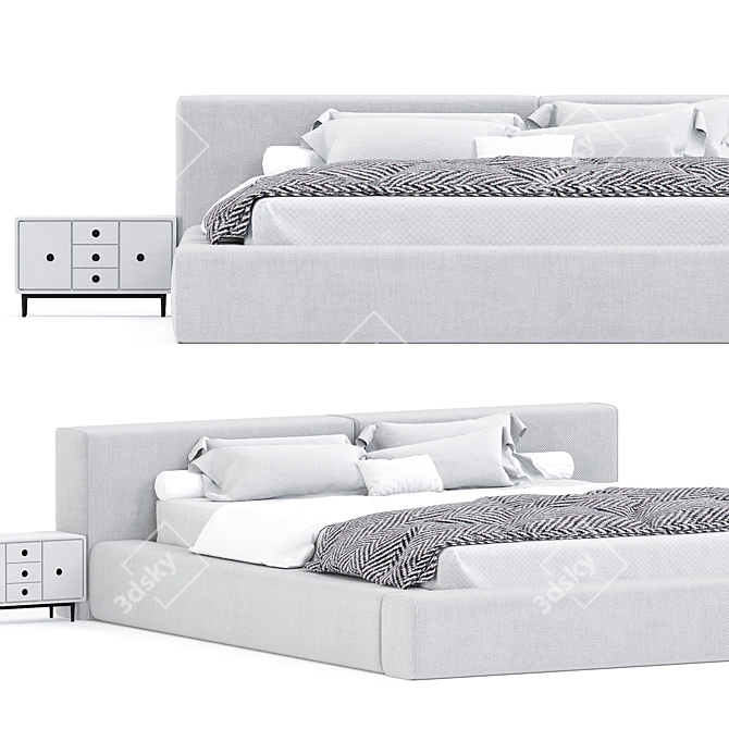 Modern Space-Saving Wall Bed 3D model image 2