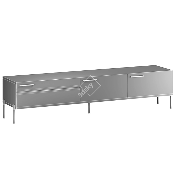 Modern TV Stand in Light Gray 3D model image 6