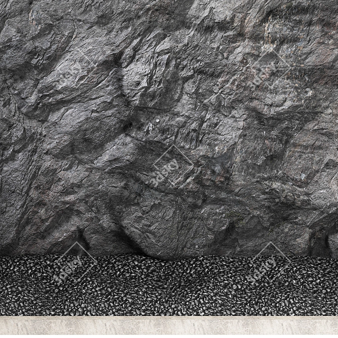 3D Stone Wall Panel - Black Slate 3D model image 3
