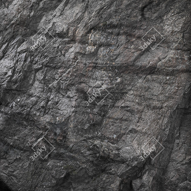 3D Stone Wall Panel - Black Slate 3D model image 5